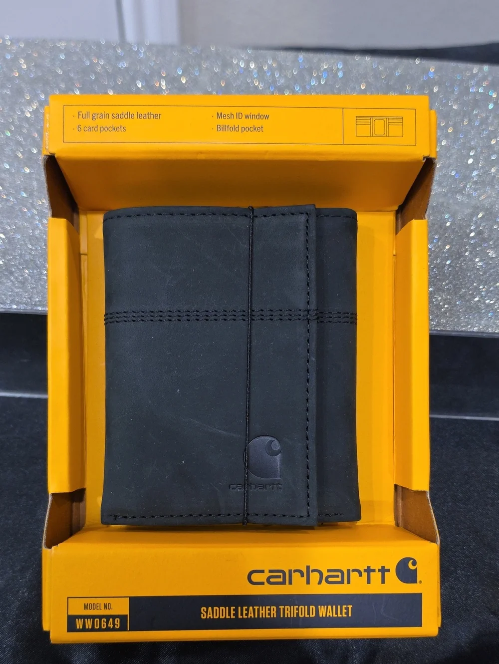 Carhartt Saddle Leather Trifold Wallet- Black